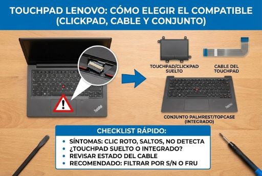 Touchpad Lenovo: cómo elegir el compatible (clickpad/trackpad, cable y conjunto)