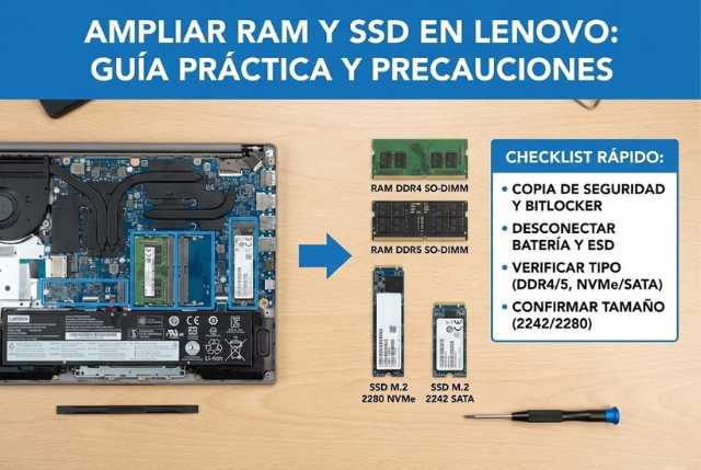 Ampliar RAM y SSD en Lenovo: recomendaciones y precauciones (guía práctica)