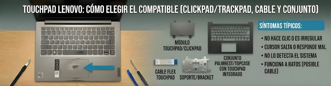 Touchpad Lenovo: cómo elegir el compatible (clickpad/trackpad, cable y conjunto)